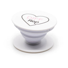 Load image into Gallery viewer, PHONE SOCKET - WHITE STAND + BLACK AND PINK LOGO