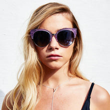 Load image into Gallery viewer, STELLA - AMETHYST GLITTER + SMOKE GRADIENT SILVER FLASH + POLARIZED

